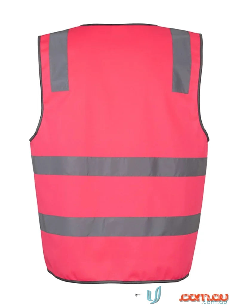 Pink safety vest with reflective stripes meeting Australian safety standards for visibility