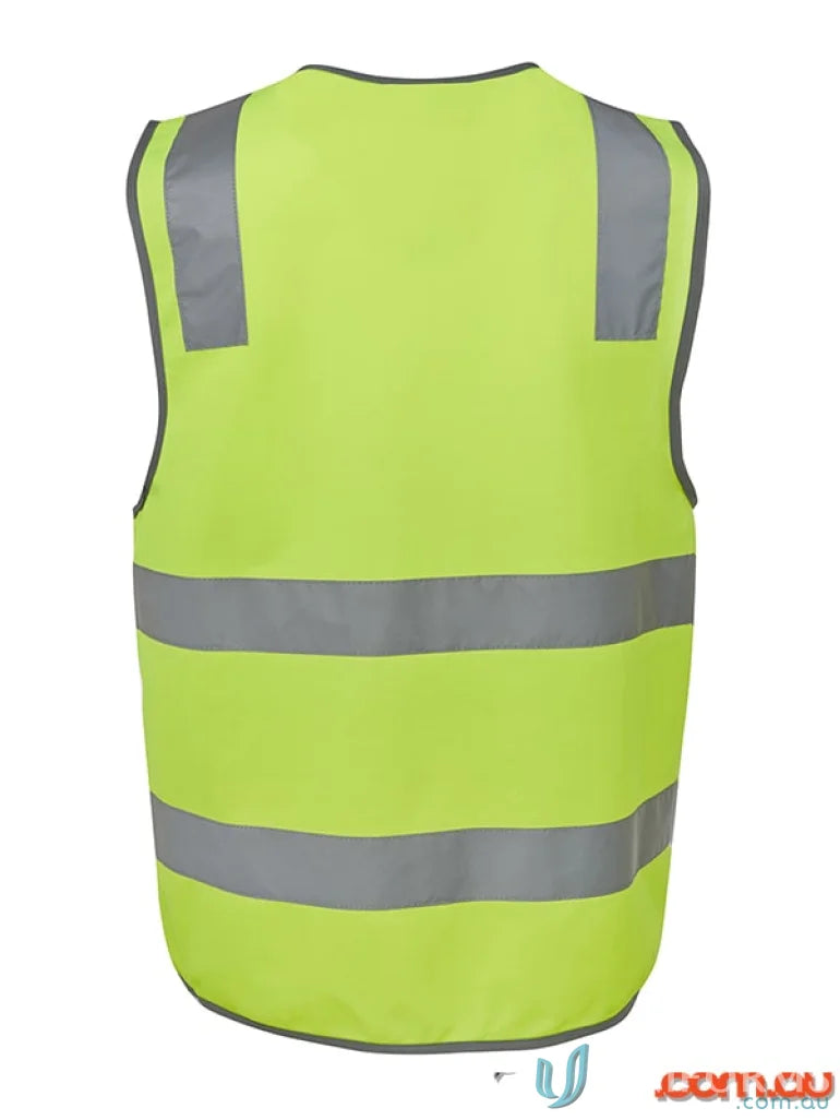 Yellow safety vest with reflective stripes meeting Australian safety standards for high visibility