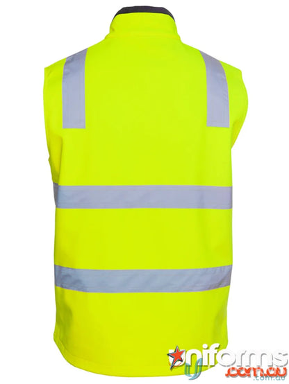 Bright yellow HiVis Water Resist Softshell Vest with reflective stripes and polyester mechanical stretch