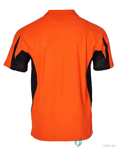 Orange and black short-sleeved polo shirt from HiVis Fashion PoloUnisex, perfect for sw25 hi-vis