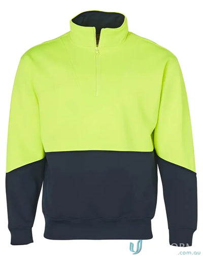 Two-tone quarter-zip sweatshirt from Winning Spirit, sw13a Hi-Vis Long long sleeve fleece sweat