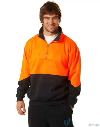 Orange and black half-zip sweatshirt from Winning Spirit, perfect for SW13A Hi-Vis Long workouts