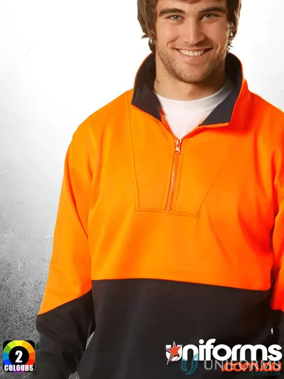 Orange and black Winning Spirit SW13A Hi-Vis Long Sleeve Fleece Sweat Jumper