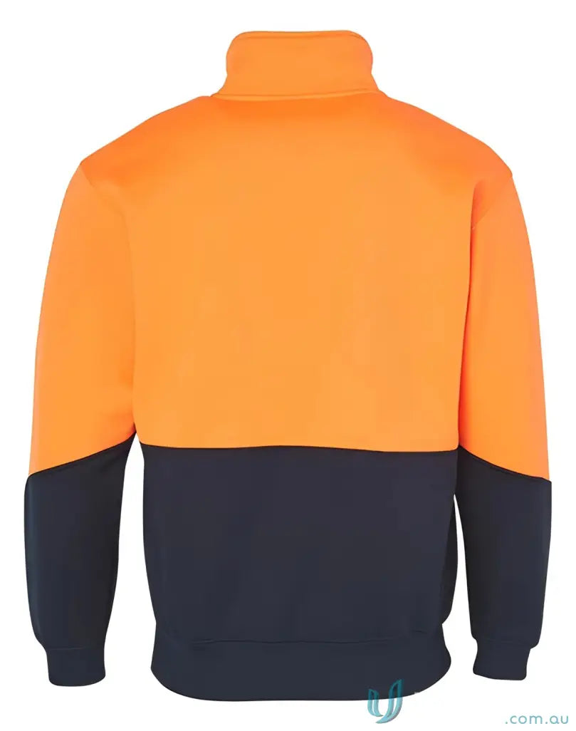 Orange and navy blue long sleeve fleece sweat from Winning Spirit, sw13a Hi-Vis long