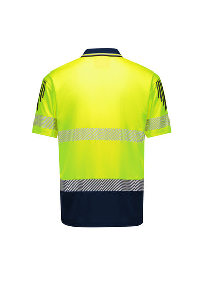 Mens hi vis flux segmented tape SS polo zh555 back view with reflective stripes