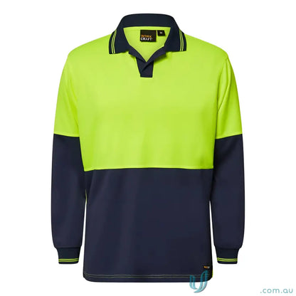 HiVis Food Industry LS Polo in two-tone yellow and navy for minimizing contamination risks