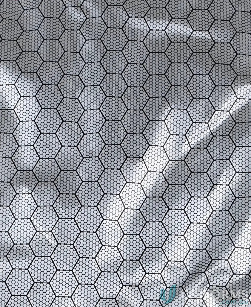 Honeycomb patterned fabric on HiVis Graphene Puffer Jacket, stylish graphene puffer design