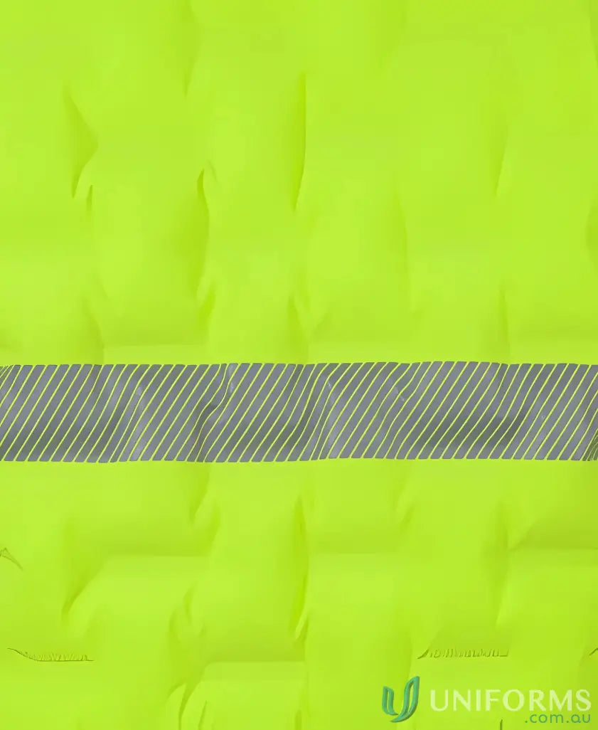 Neon yellow safety vest with reflective stripe on HiVis Graphene Puffer Jacket