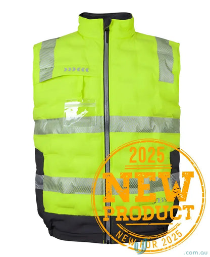 High-visibility safety vest on HiVis Graphene Puffer Vest, a cool graphene puffer vest build