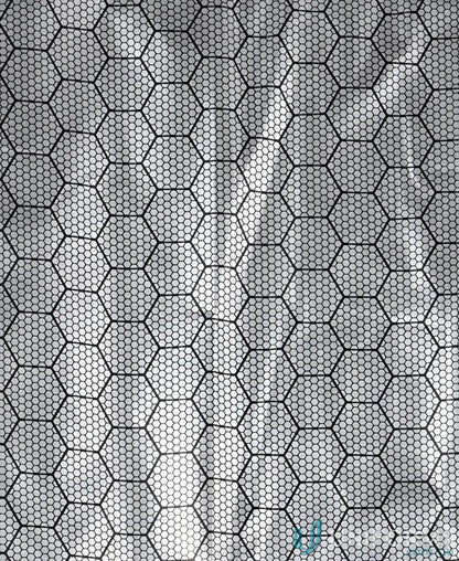 Close-up of hexagonal honeycomb pattern on HiVis Graphene Puffer Vest with graphene puffer style