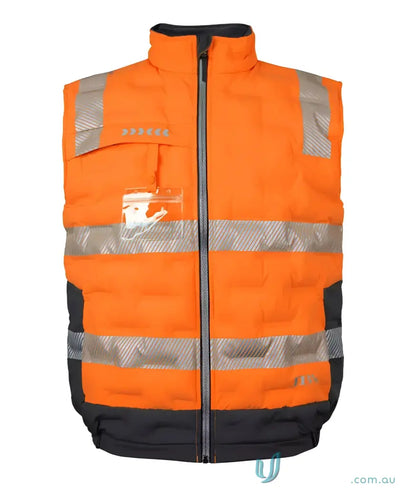 Orange and gray reflective safety vest from HiVis Graphene Puffer Vest collection