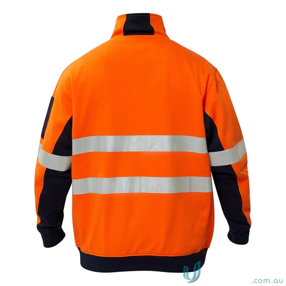 Orange and black reflective safety jacket on HiVis Half Zip Cotton Pullover product