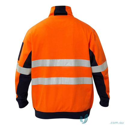 Orange and black reflective safety jacket on HiVis Half Zip Cotton Pullover product
