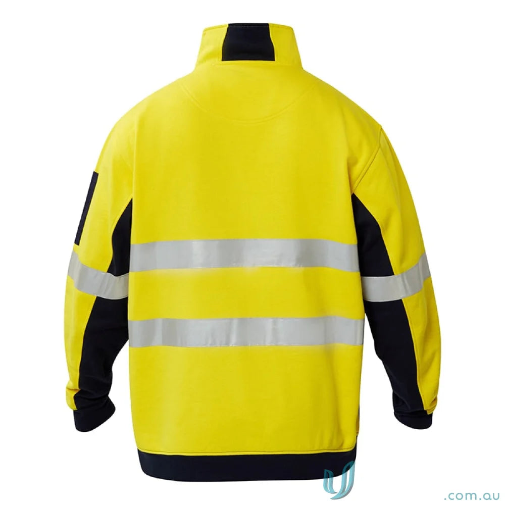 Yellow and black reflective safety jacket on HiVis Half Zip Cotton Pullover product page