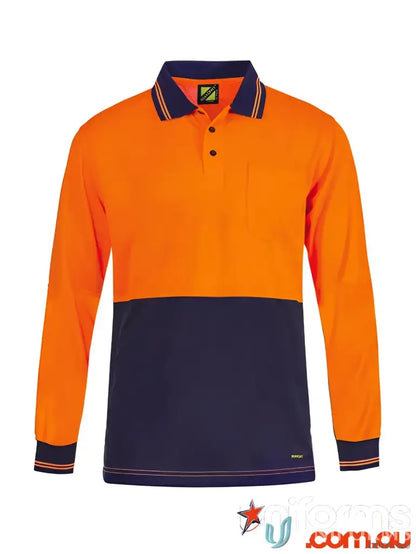 HiVis Lightweight LS Polo with double stripe cuffs, perfect workwear or uniforms