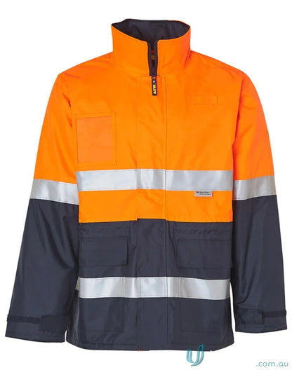 Orange and navy HiVis Long Line Jacket Polar featuring winning spirit sw50 for high visibility outdoor work