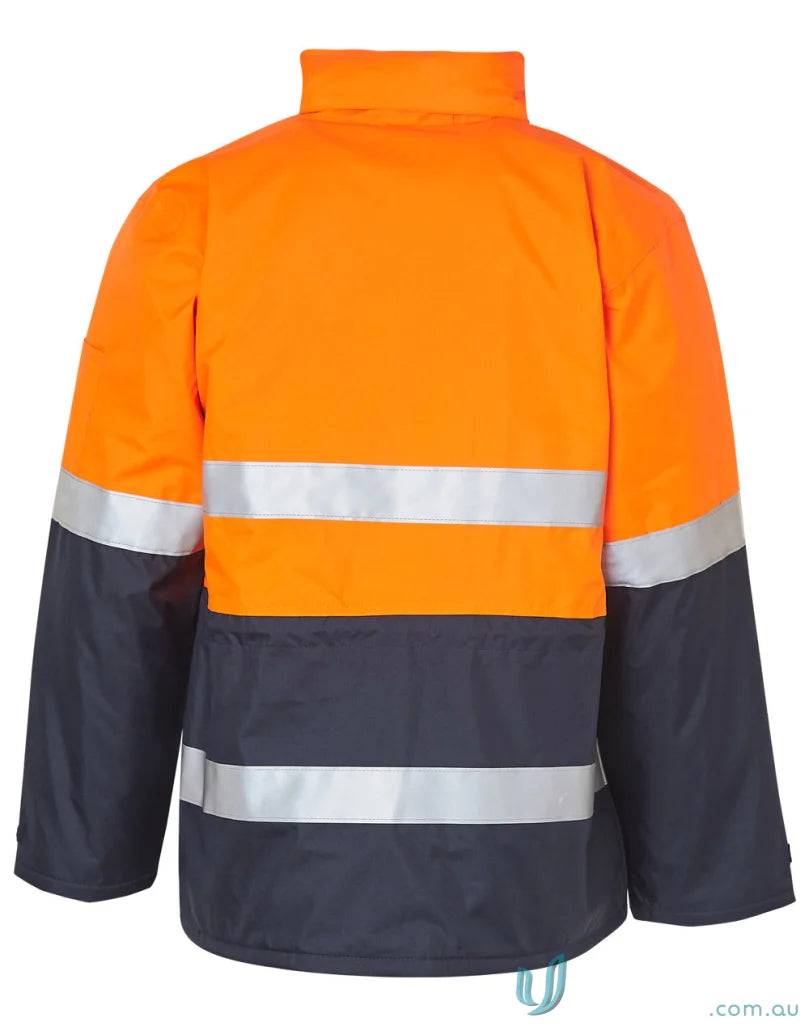 Orange and navy reflective safety jacket from HiVis Long Line Jacket Polar line jacket series