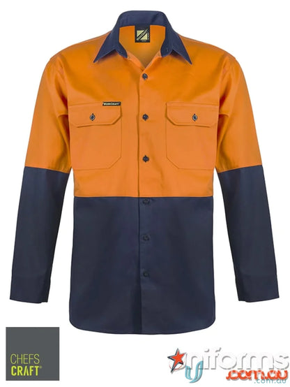 Two-tone HiVis LS Shirt made from durable cotton drill for tough workdays