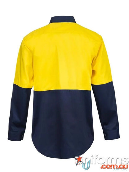 Two-tone work shirt from HiVis LS Shirt With Press Studs, perfect for work uniforms