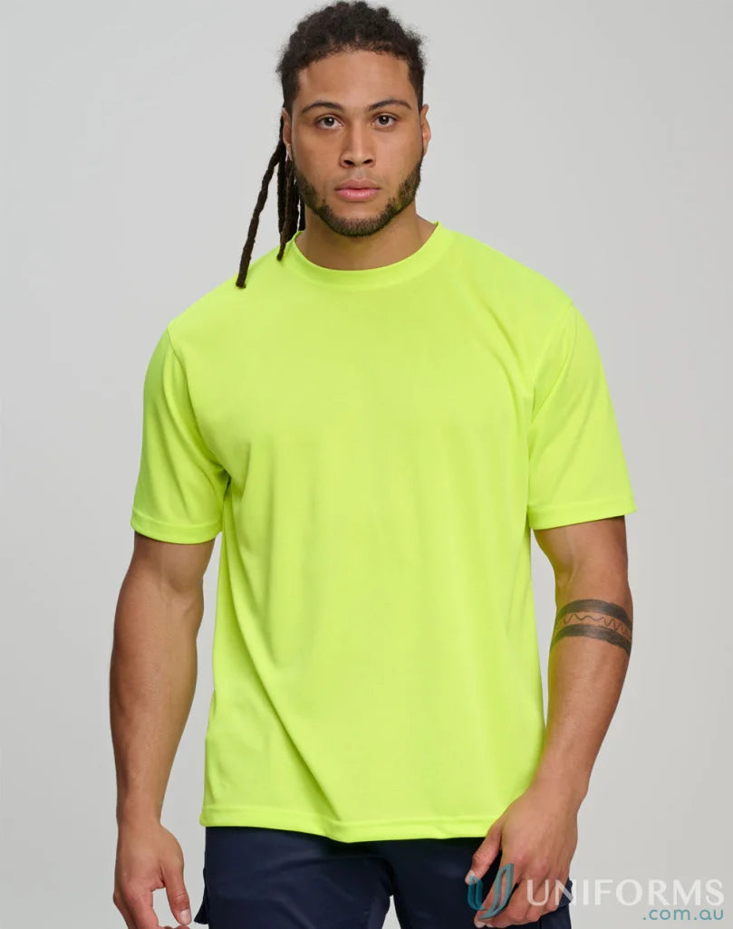Bright yellow hi-vis mini waffle safety tee for unbeatable visibility SW39 HI-Vis