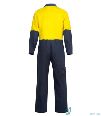 HiVis PolyCotton Coveralls with two-tone work jumpsuit and convenient pocket design for workwear