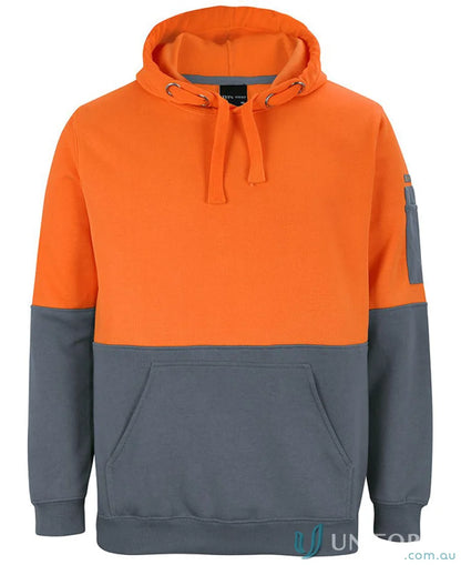 HiVis Pull Over Hoodie in orange and gray, perfect for 2xs to 7xl uniforms