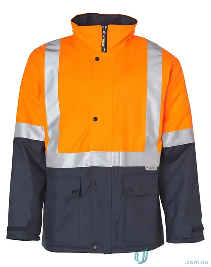Orange and navy HiVis Rain Proof Quilted Jacket perfect for winning spirit sw28a