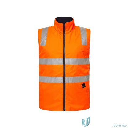 Orange HiVis Reversible Vest with Reflective Tape for safe workcraft visibility