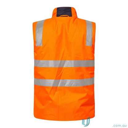 Orange hivis reversible vest with reflective tape from WorkCraft Hivis for safety