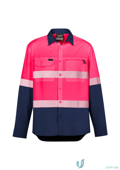 Pink and navy HiVis segmented tape outdoor workwear shirt L/S workwear shirt ZW470