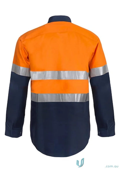 Orange and blue HiVis Shirt with 3M reflective tape for high visibility work safety