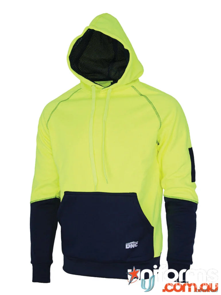 Two-tone HiVis Softshell Hoodie with hood, perfect for safety and comfort