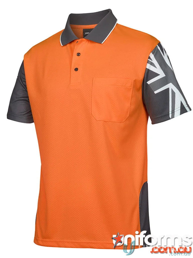 Orange Southern Cross SS Polo shirt with gray accents, perfect for uniforms and workwear