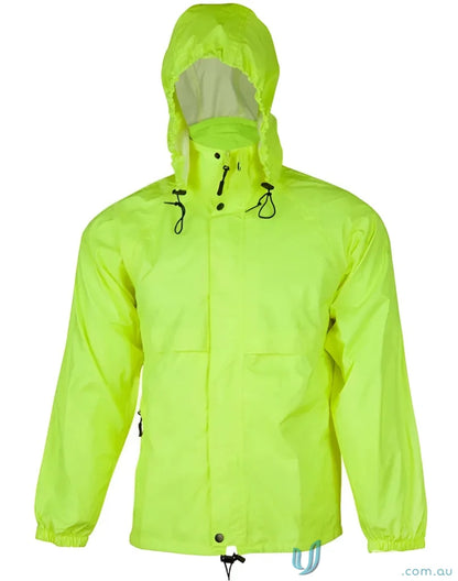Bright yellow HiVis Spray Jacket with hood for staying dry, part of Spirit SW27 range
