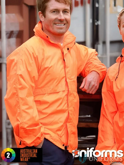 Orange waterproof hi-vis spray jacket perfect for staying dry with Spirit SW27 protection