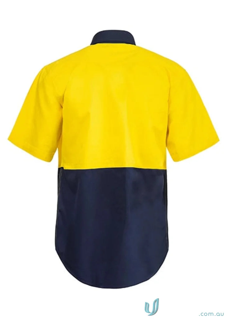 HiVis Stud SS Shirt in two-tone cotton drill work uniforms for safety and style