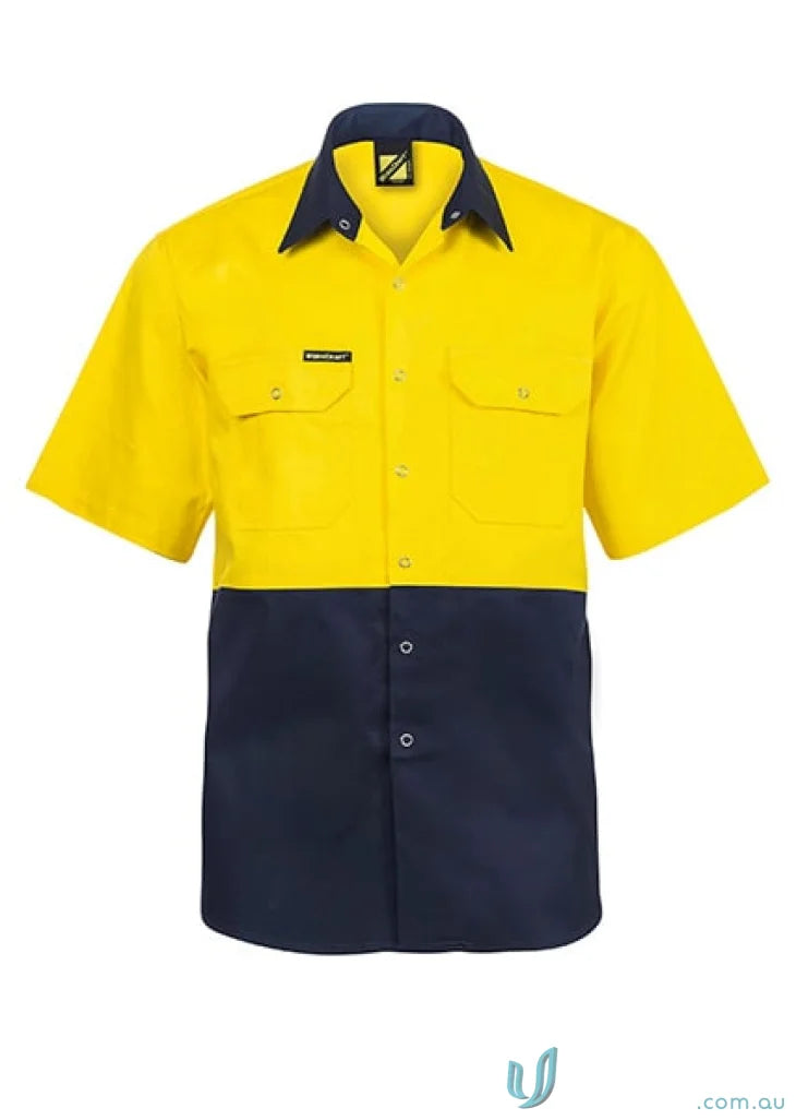 HiVis Stud SS Shirt Two-tone work uniform made of durable cotton drill