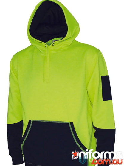 High-visibility HiVis Super Fleecy Hoodie with hood and safety features for outdoor wear