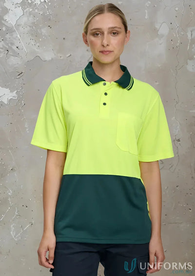 Two-tone HiVis TrueDry Polo shirt showing the winning spirit HiVis style for work