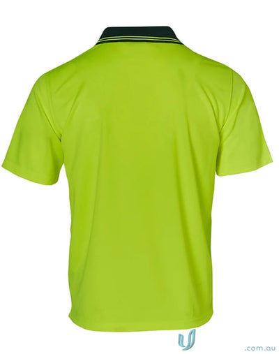 Lime green HiVis TrueDry Polo shirt showing winning spirit HiVis for champions