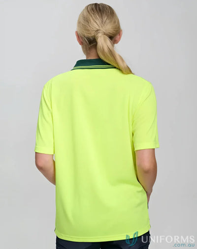 Neon yellow HiVis TrueDry Polo shirt showcasing the winning spirit hivis and comfort