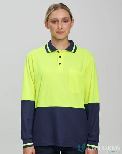 Two-tone long-sleeved HiVis TrueDry Safety LS Polo meeting SW11 TrueDry Long and Class D standards