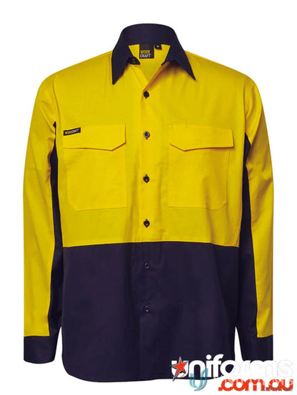 HiVis Vented Ripstop LS Shirt with sun protection, perfect for work uniforms