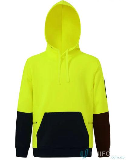 Neon yellow navy blue fleece hoodie sw91 hivis water resistant resistant fleece hoodie