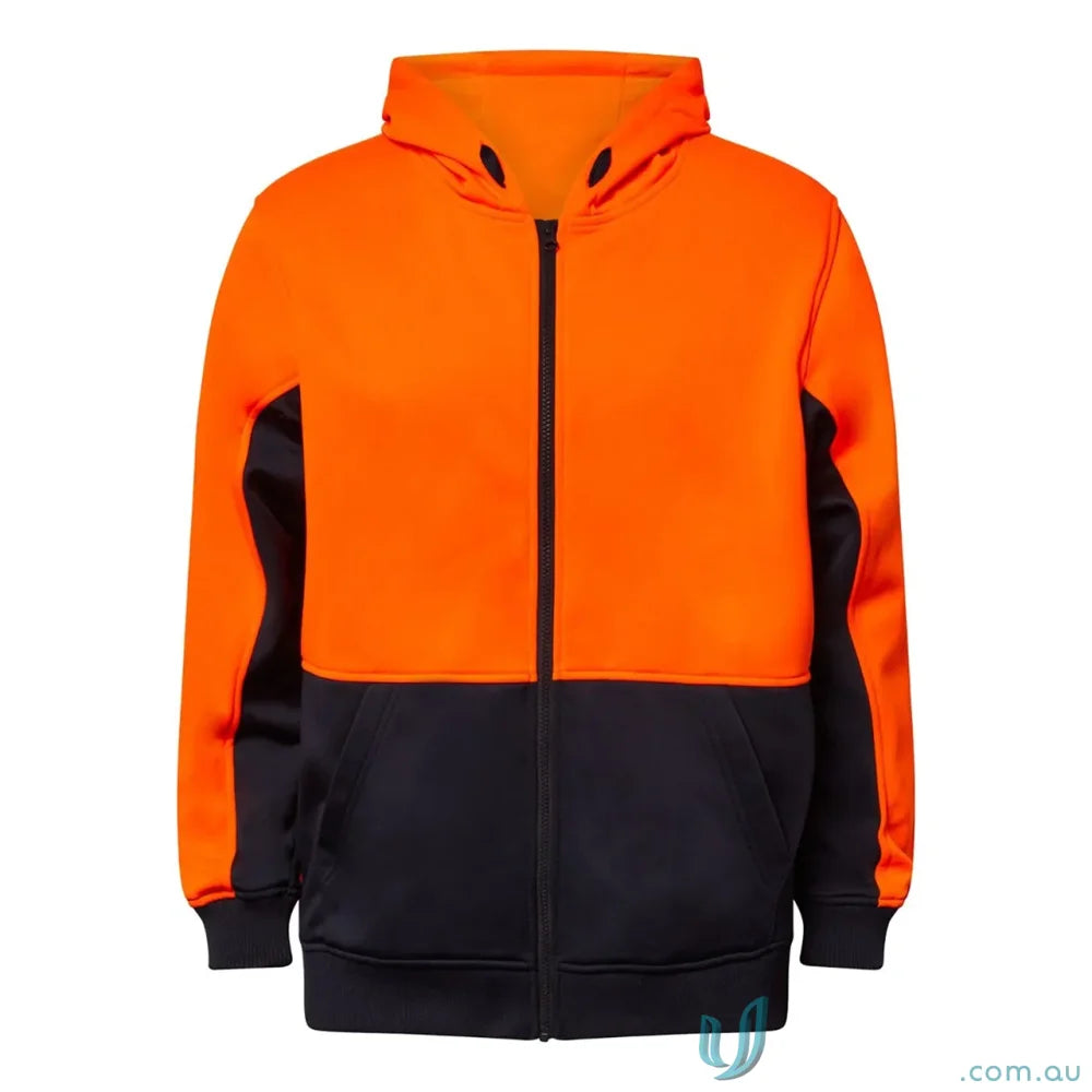 Orange and black hivis zip hoodie perfect for workcraft hivis zip and road work gear