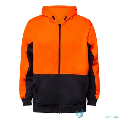 Orange and black hivis zip hoodie perfect for workcraft hivis zip and road work gear