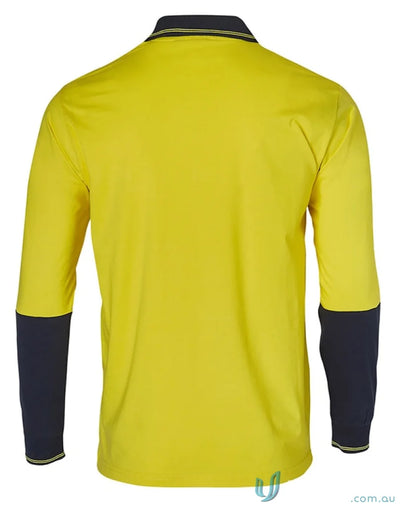 Yellow and navy two tone long sleeve sw36 cotton jersey safety polo shirt