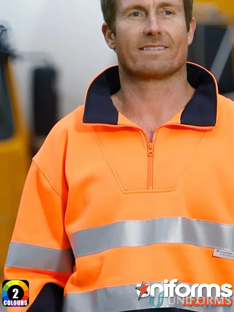 Orange hiviz fleecy sweat jumper with 3M tape from Winning Spirit SW14