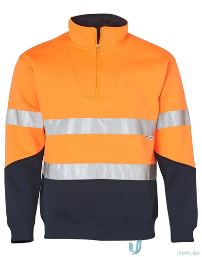 Orange and navy blue hiviz fleecy sweat jumper with 3M tape for winning spirit sw14