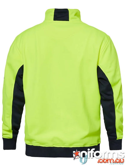 Yellow and black work jacket with contrast dirt panels from Workcraft HiViz Half Pullover